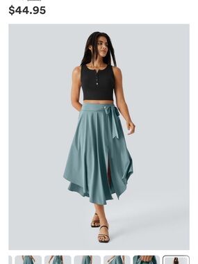 HALARA Asymmetrical Wrap Midi Skirt in Teal